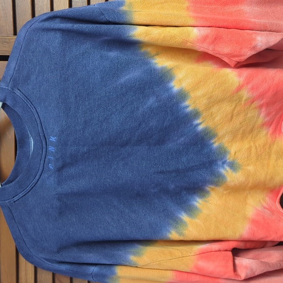 VS PINK | Tie-dye Cropped Crewneck Sweatshirt Orange Blue - Picture 2 of 2